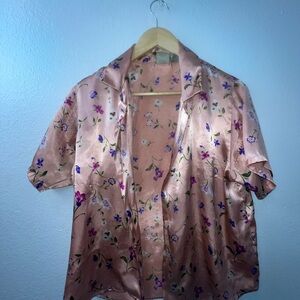 Light Pink Floral Button Down Shirt